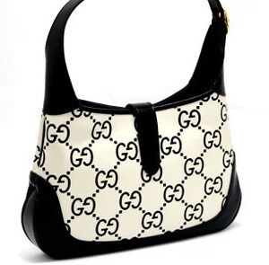 Gucci Jackie Bag Black Hobo White Leather Shoulder